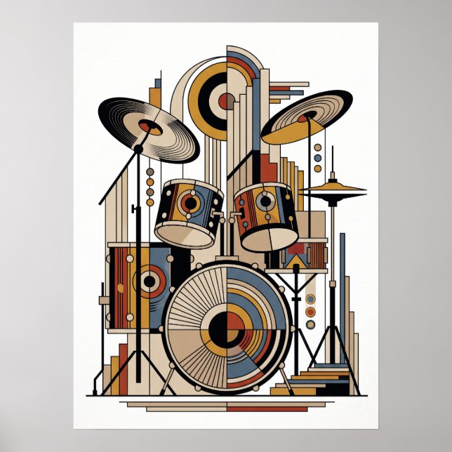 Póster de Jazz Art Déco Geométrico (Frente)