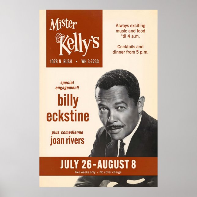 Póster de jazz de Billy Eckstine - Mister Kelly's (Frente)