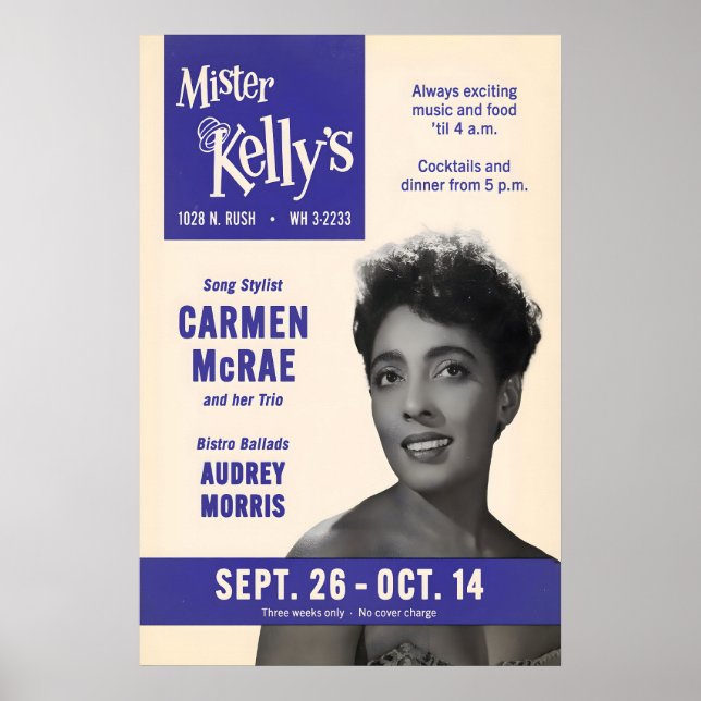 Póster de jazz de Carmen McRae - Mister Kelly's (Frente)