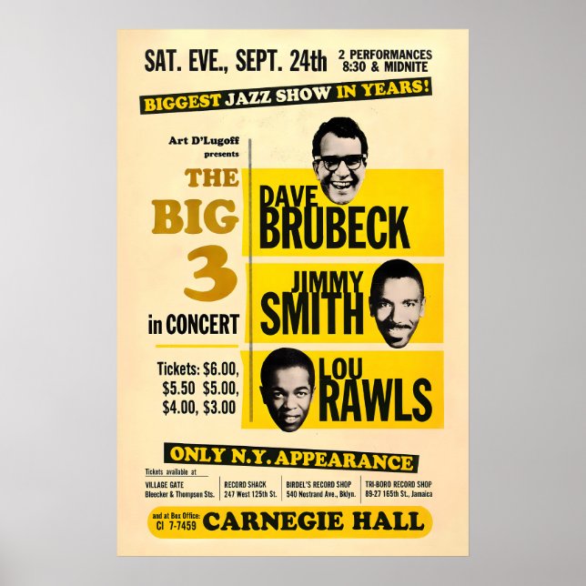 Póster de jazz de Dave Brubeck - Jimmy Smith - Lou (Frente)