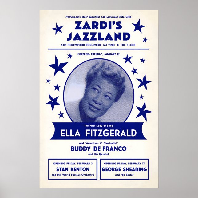 Póster de jazz de Ella Fitzgerald - Zardi's Jazzla (Frente)