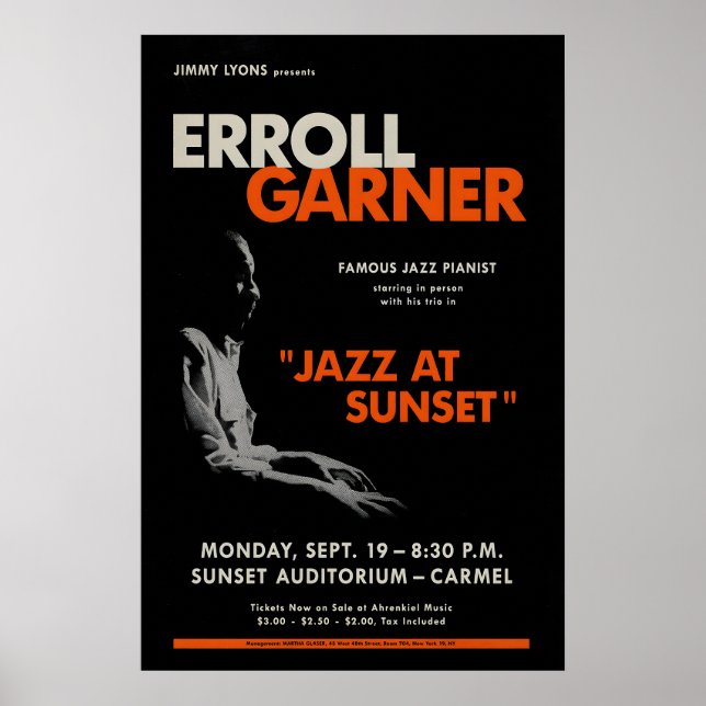 Póster de jazz de Erroll Garner - Concierto junto  (Frente)
