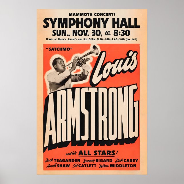Póster de jazz de Louis Armstrong - Satchmo en Sym (Frente)