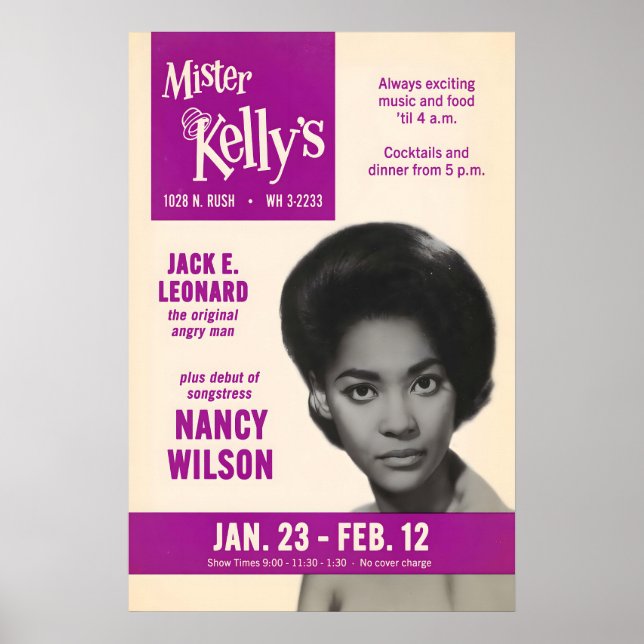 Póster de jazz de Nancy Wilson - Mister Kelly's (Frente)