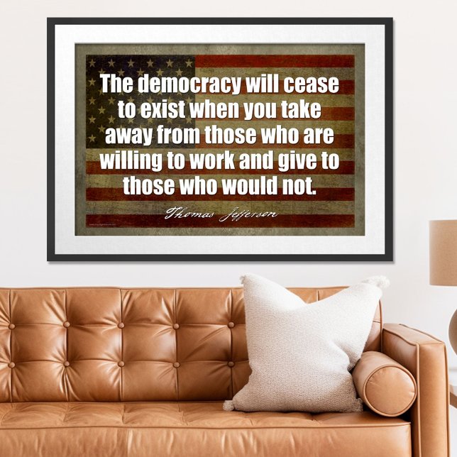 Póster de Jefferson: La democracia dejará de exist (Patriotic Poster)
