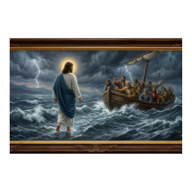 Póster de Jesús caminando sobre el agua - Arte cri