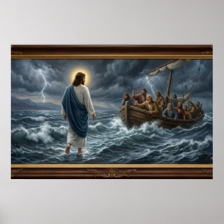 Póster de Jesús caminando sobre el agua - Arte cri