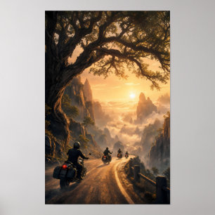 Póster de Jinetes Persiguiendo el Amanecer a Travé