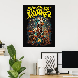 Póster de Jirafa Rockstar - Regalo de Decoración p