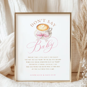 Póster de juego de baby shower de taza de café con