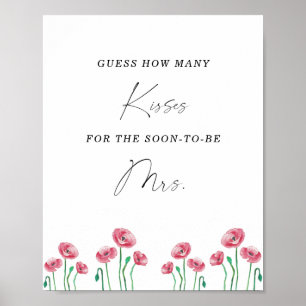 Póster de juego de ducha nupcial floral cuántos be