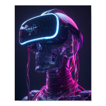 Póster de juego futurista Cyber Skull VR
