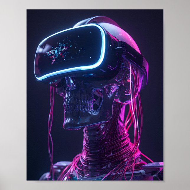 Póster de juego futurista Cyber Skull VR (Frente)