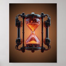 Póster de juego Neon Cyberpunk Mecha Hourglass