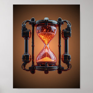 Póster de juego Neon Cyberpunk Mecha Hourglass