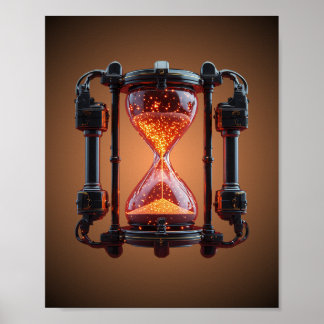 Póster de juego Neon Cyberpunk Mecha Hourglass