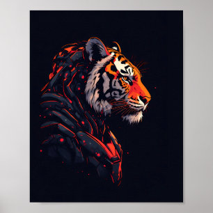 Póster de juego Neon Mecha Cyberpunk Tigre