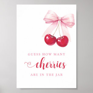 Póster de juego para baby shower Cereza con lazo r