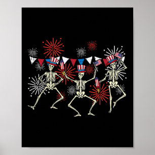 Póster De Julio Bailando Esqueletos Funny Hombres Patriót