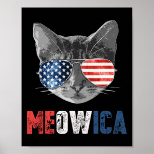 Póster De Julio Camisas Meowica Bandera Estadounidense Ga