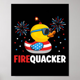 Póster De Julio El Pato Firequacker Patriótico 4 De Julio