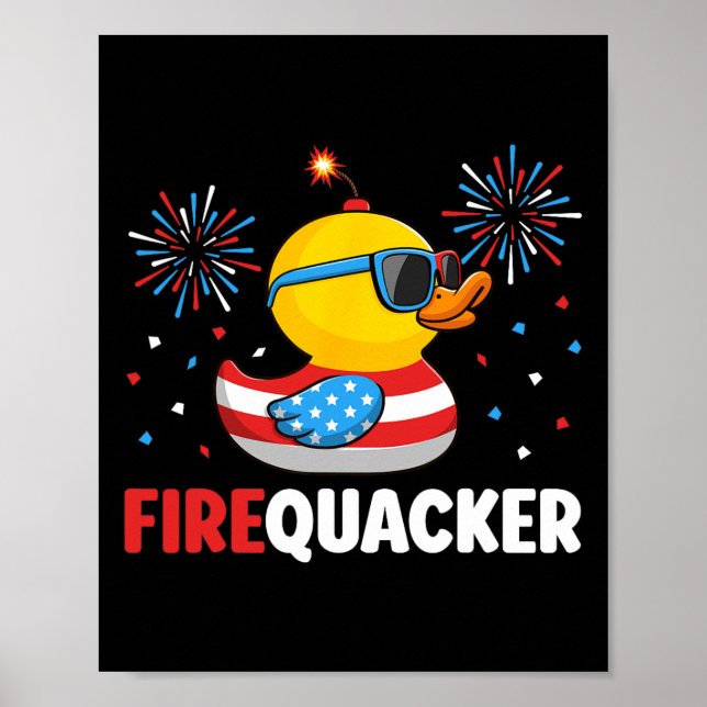 Póster De Julio El Pato Firequacker Patriótico 4 De Julio (Frente)