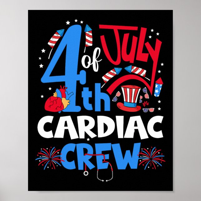Póster De Julio Equipo Cardíaco Enfermera Cardiaca Feliz  (Frente)