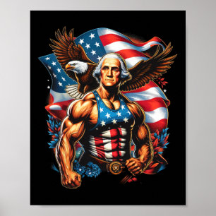 Póster De Julio Funny Patriótico George Washington 4 de J