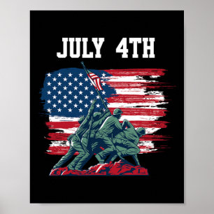 Póster De Julio Hombres Ee.Uu. Bandera Estadounidense Niñ