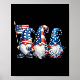 Póster De Julio La Bandera De Ee.Uu. Gnomes Patriot Indep