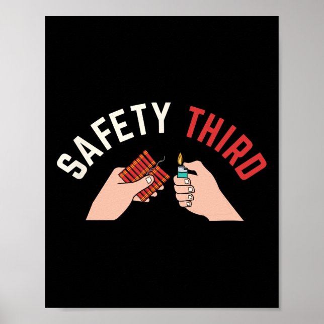 Póster De Julio Patriótico Fireworks Safety Third (Frente)