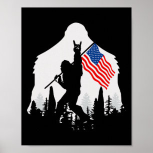 Póster De Julio Shirt Bigfoot Sasquatch Bandera Estadouni