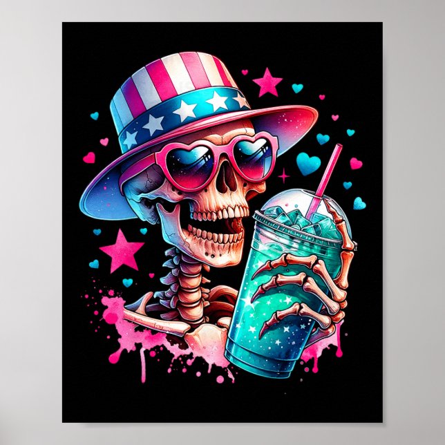 Póster De Julio Skeleton Retro Trendy Mom Skull Mama Life (Frente)