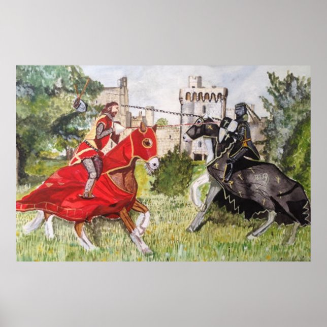 Póster de justa medieval contra un castillo (Frente)