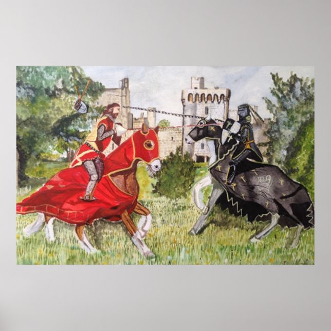 Póster de justa medieval contra un castillo (Frente)