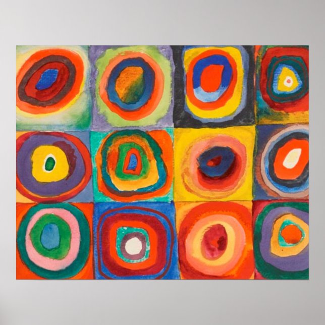 Póster de Kandinsky Cuadrados Círculos Concéntrico (Frente)