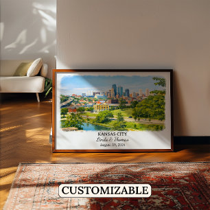 Póster de Kansas City Kansas, Acuarela, Personaliz