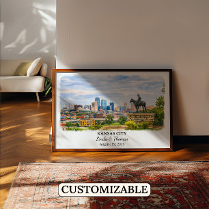 Póster de Kansas City Kansas, Acuarela, Personaliz