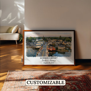 Póster de Kennebunkport Maine, Acuarela, Personali