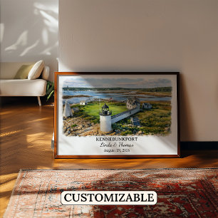 Póster de Kennebunkport Maine, Acuarela, Personali