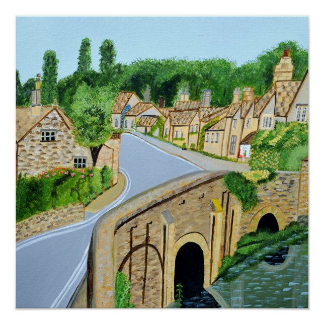 Póster de la aldea de Cotswold Inglaterra (Anverso)