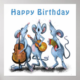 Póster de la banda de ratón musical Feliz Cumpleañ