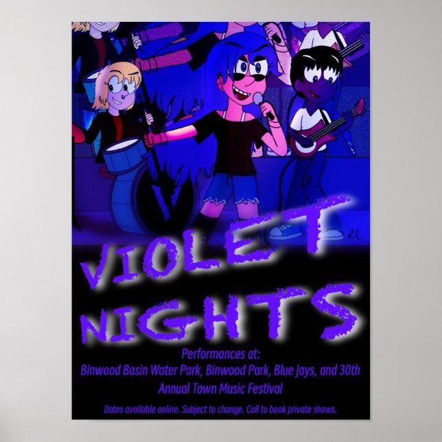 Póster de la banda Violet Nights (Frente)