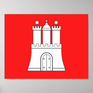 Póster de la bandera de Hamburgo