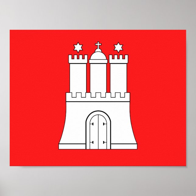 Póster de la bandera de Hamburgo (Frente)