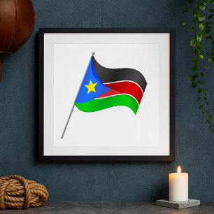 Póster de la bandera de Sudán del Sur