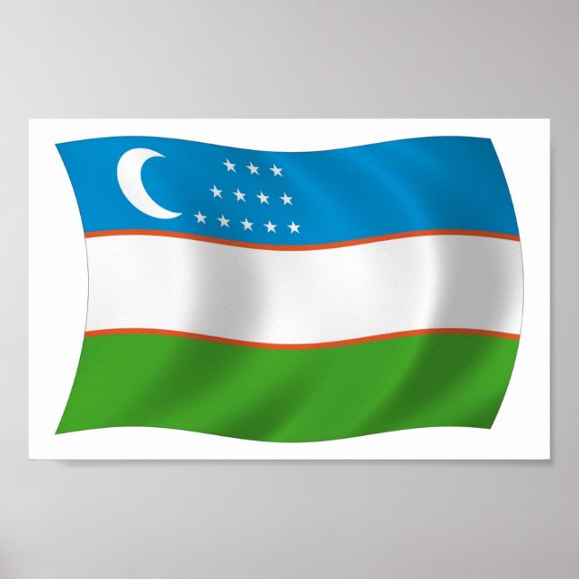 Póster de la bandera de Uzbekistán (Frente)