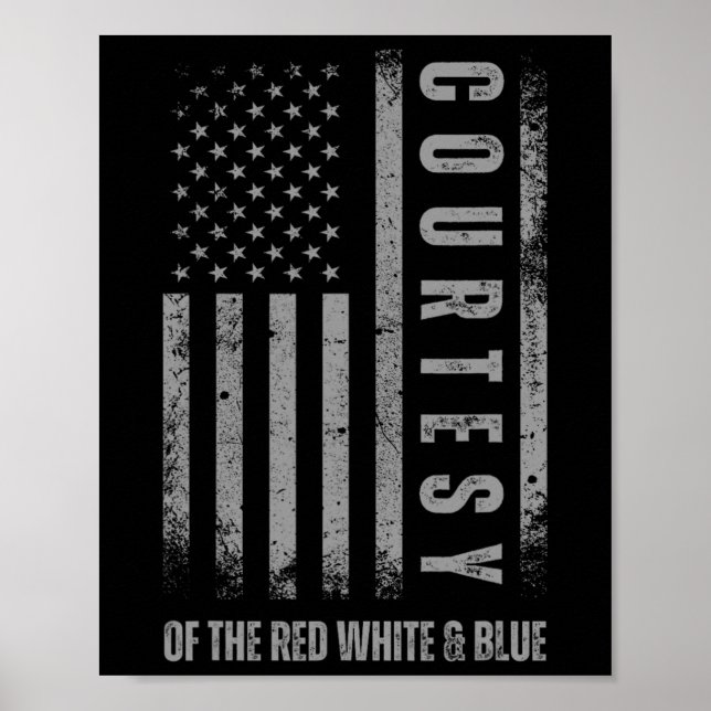 Póster De La Bandera Estadounidense De Color Blanco Rojo  (Frente)