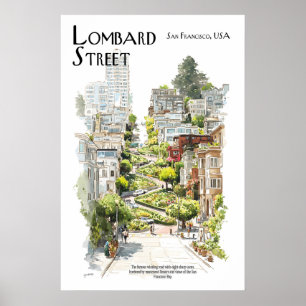 Póster de la calle Lombard San Francisco carretera