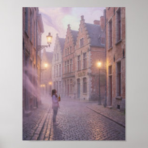Póster de la calle Reverie en una mañana brumosa d